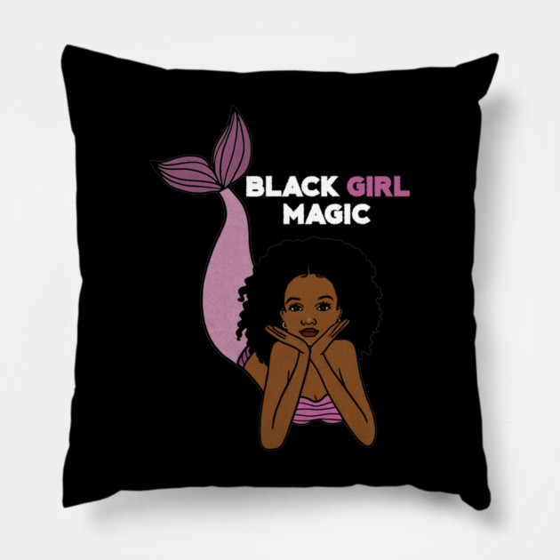 Black Girl Magic, Afro Mermaid Pillow by logiamerch