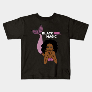 Black Girl Magic, Afro Mermaid Kids T-Shirt