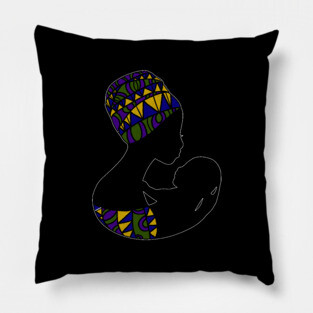 African Mom, Afro Woman with Baby, Black Pride, Mama Africa Pillow