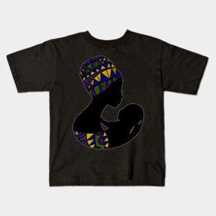 African Mom, Afro Woman with Baby, Black Pride, Mama Africa Kids T-Shirt