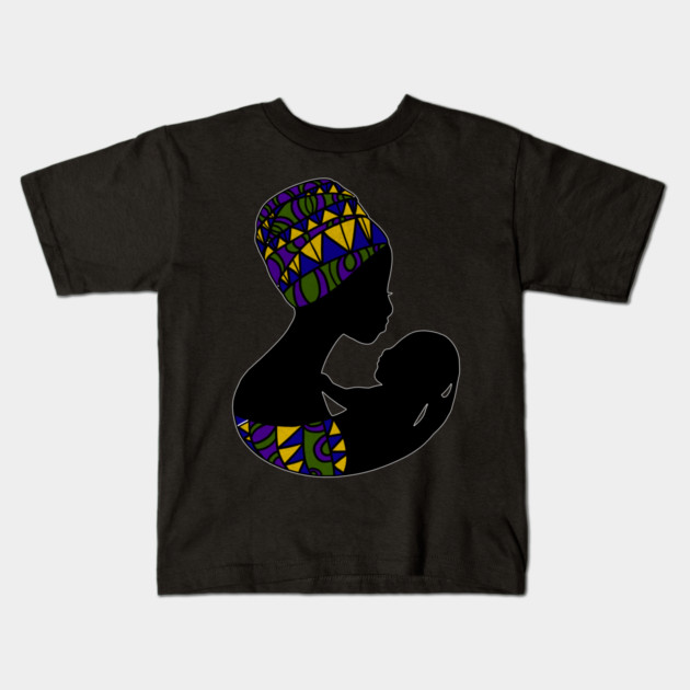 African Mom, Afro Woman with Baby, Black Pride, Mama Africa Kids T-Shirt by logiamerch