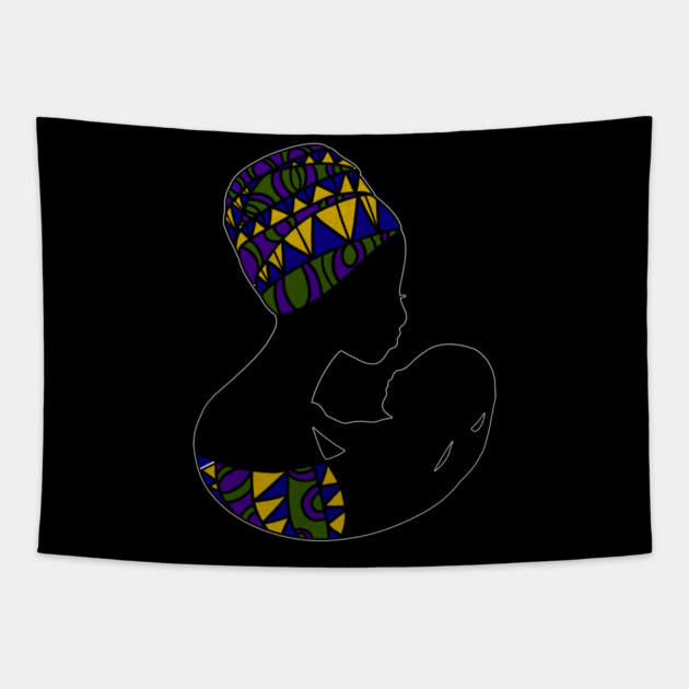 African Mom, Afro Woman with Baby, Black Pride, Mama Africa Tapestry by logiamerch