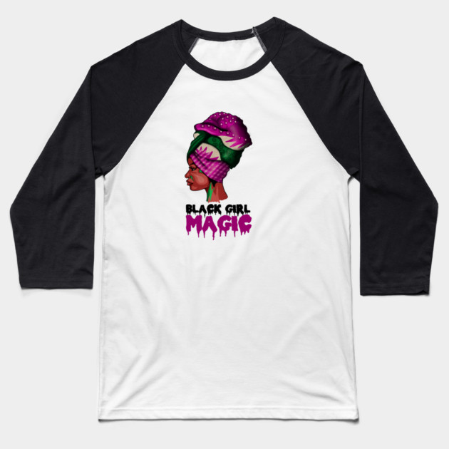 Black Girl Magic, Melanin, Afro Woman Baseball T-Shirt by logiamerch