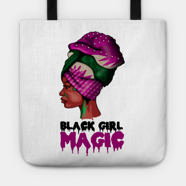 Black Girl Magic, Melanin, Afro Woman Tote by logiamerch