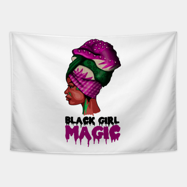 Black Girl Magic, Melanin, Afro Woman Tapestry by logiamerch