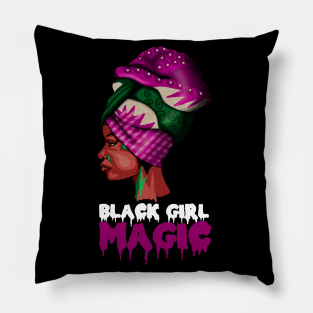 Black Girl Magic, Melanin, Afro Woman Pillow by logiamerch