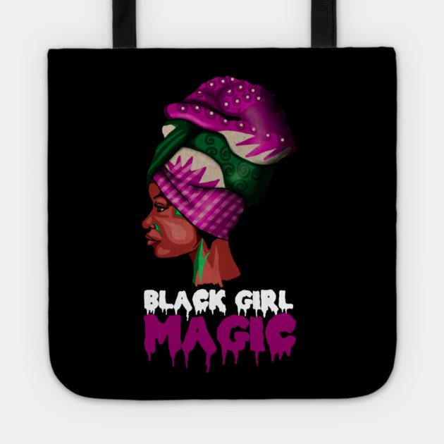 Black Girl Magic, Melanin, Afro Woman Tote by logiamerch