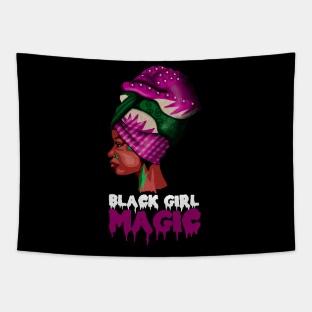 Black Girl Magic, Melanin, Afro Woman Tapestry by logiamerch