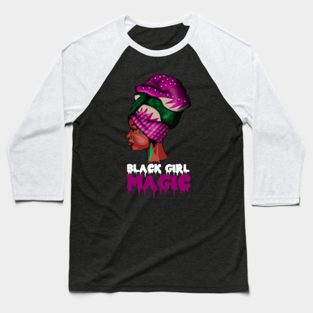 Black Girl Magic, Melanin, Afro Woman Baseball T-Shirt by logiamerch
