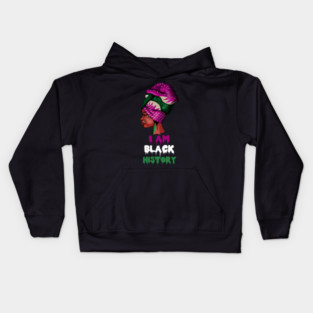 I am Black History, African Afro, Black Pride, African Woman Kids Hoodie