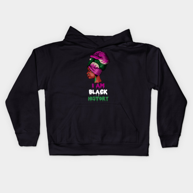 I am Black History, African Afro, Black Pride, African Woman Kids Hoodie by logiamerch