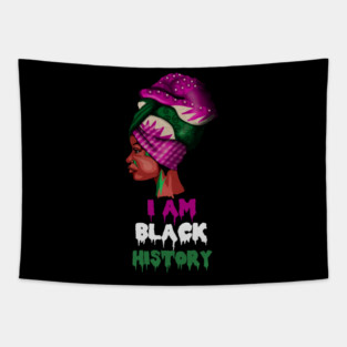 I am Black History, African Afro, Black Pride, African Woman Tapestry