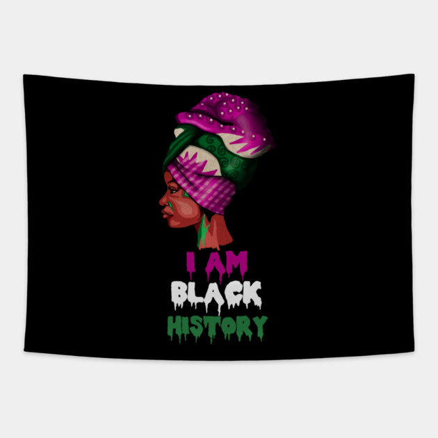 I am Black History, African Afro, Black Pride, African Woman Tapestry by logiamerch