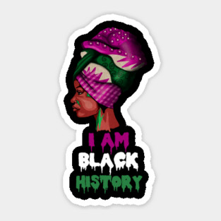 I am Black History, African Afro, Black Pride, African Woman Sticker