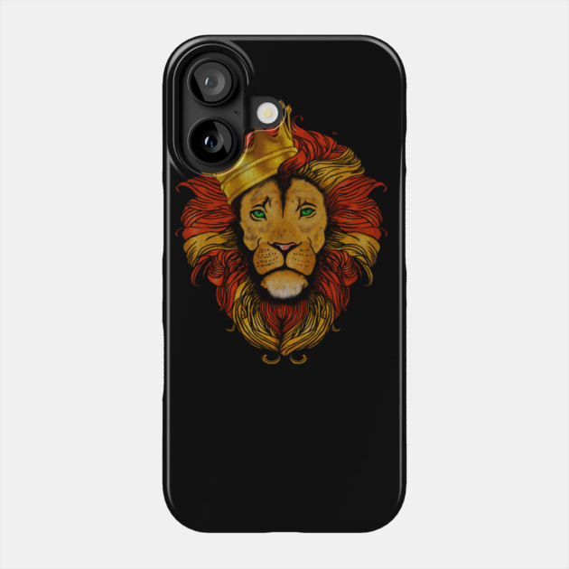 African Lion with Crown, Big Cat Phone Case by logiamerch