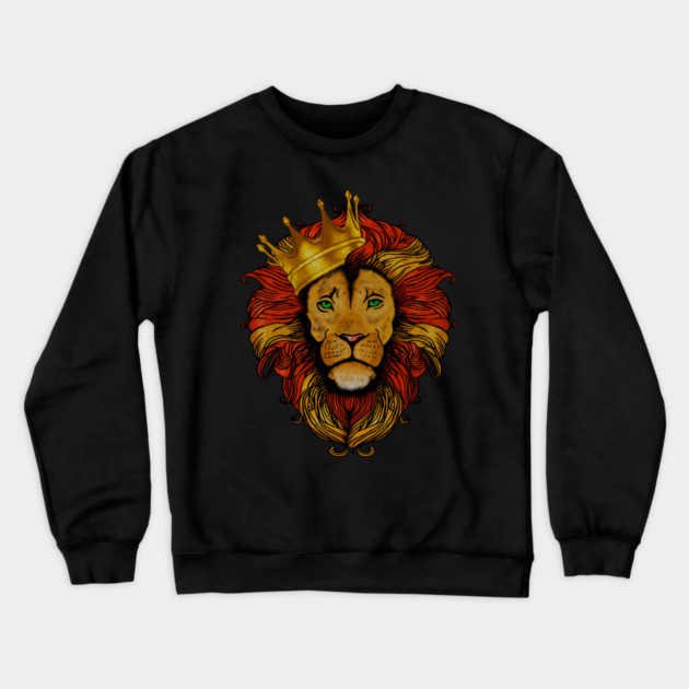 African Lion with Crown, Big Cat Crewneck Sweatshirt by logiamerch
