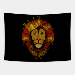 African Lion with Crown, Big Cat Tapestry