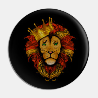 African Lion with Crown, Big Cat Pin