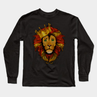 African Lion with Crown, Big Cat Long Sleeve T-Shirt