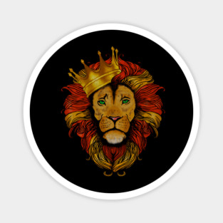 African Lion with Crown, Big Cat Magnet