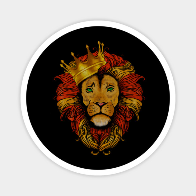 African Lion with Crown, Big Cat Magnet by logiamerch
