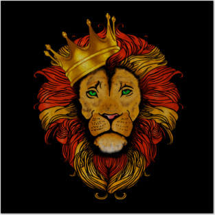 African Lion with Crown, Big Cat Posters and Art