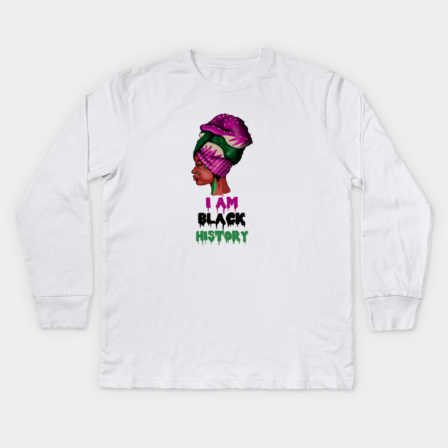 I am Black History, African, Black Pride Kids Long Sleeve T-Shirt by logiamerch