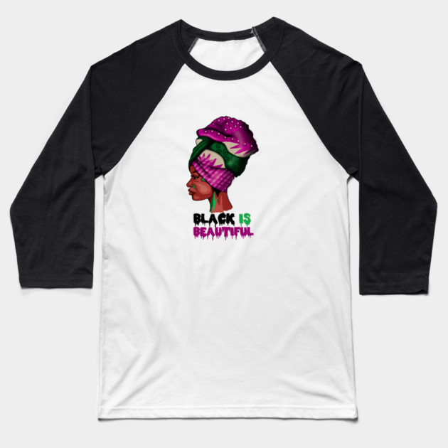 Black is Beautiful, Afro African Woman Baseball T-Shirt by logiamerch
