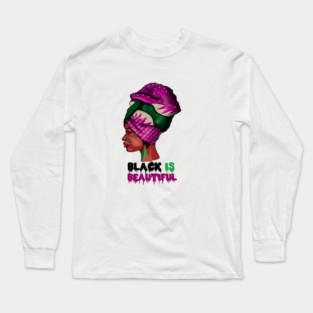 Black is Beautiful, Afro African Woman Long Sleeve T-Shirt