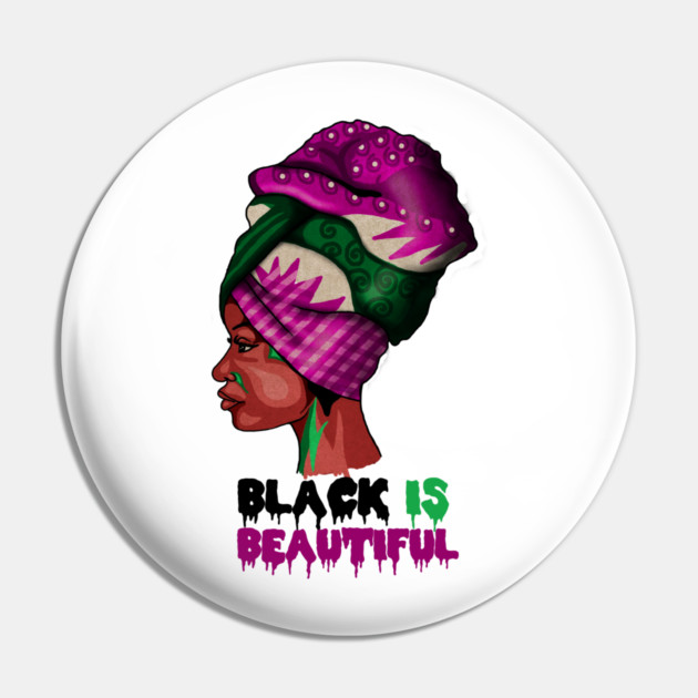Black is Beautiful, Afro African Woman Pin by logiamerch