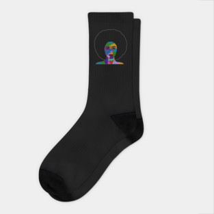 Colorful Afro Woman, African Style Socks