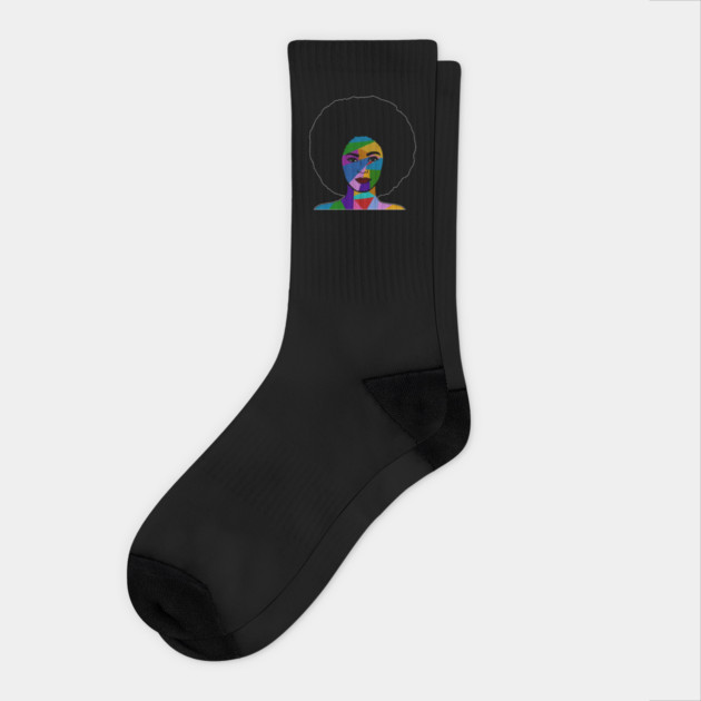 Colorful Afro Woman, African Style Socks by logiamerch
