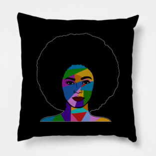 Colorful Afro Woman, African Style Pillow