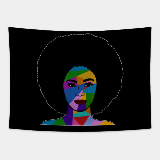 Colorful Afro Woman, African Style Tapestry by logiamerch