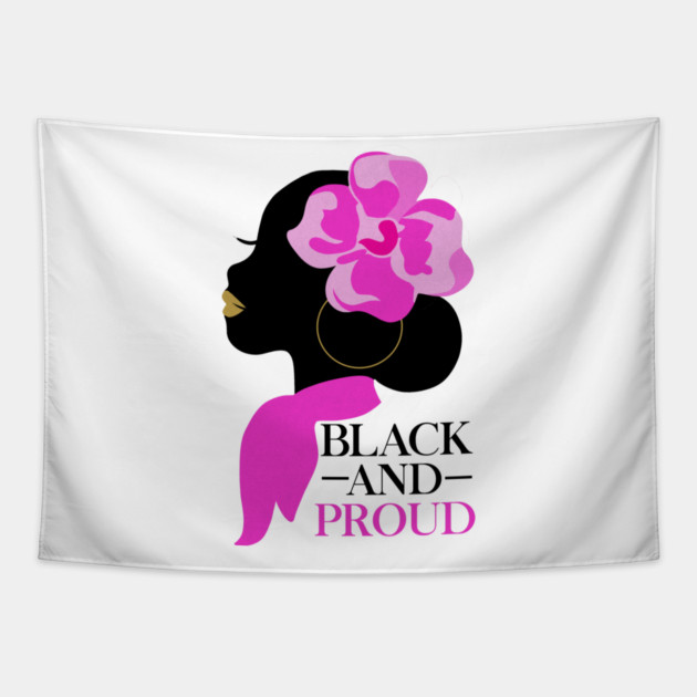 Black and Proud, African Woman, Afro, Black Pride Tapestry by logiamerch