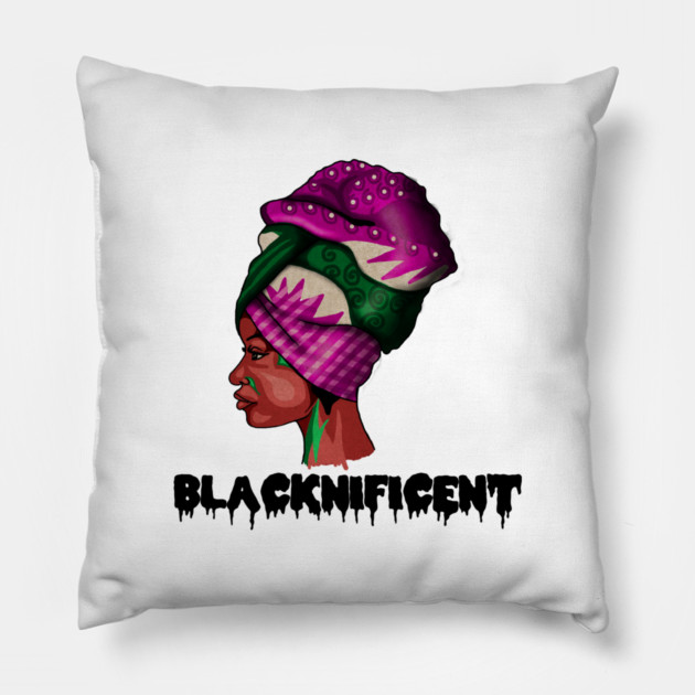 Black Beauty, Afro Woman, Magnificent Pillow by logiamerch