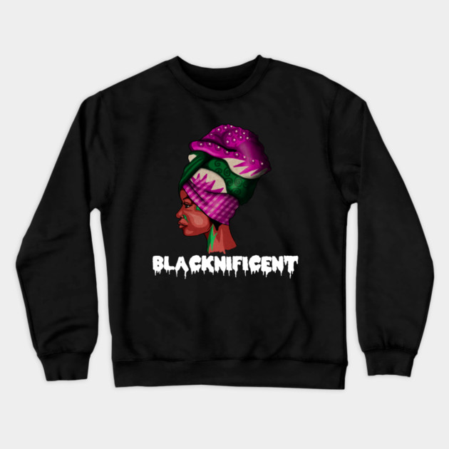 Black Beauty, Afro Woman, Magnificent Crewneck Sweatshirt by logiamerch