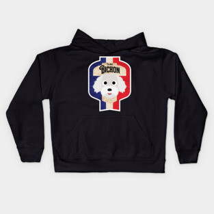 Bichon - Distressed French Bichon Beer Label Design Kids Hoodie