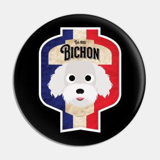 Bichon - Distressed French Bichon Beer Label Design Pin