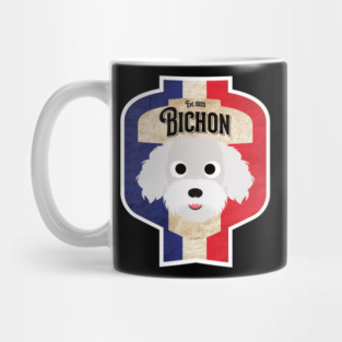 Bichon - Distressed French Bichon Beer Label Design Mug