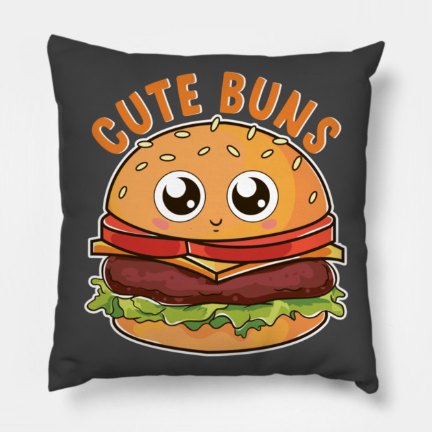 Cute Buns Kawaii Cheeseburger Pillow by belownormal