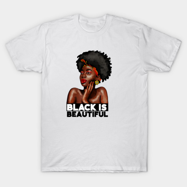 Black is Beautiful, Afro African Woman T-Shirt by logiamerch