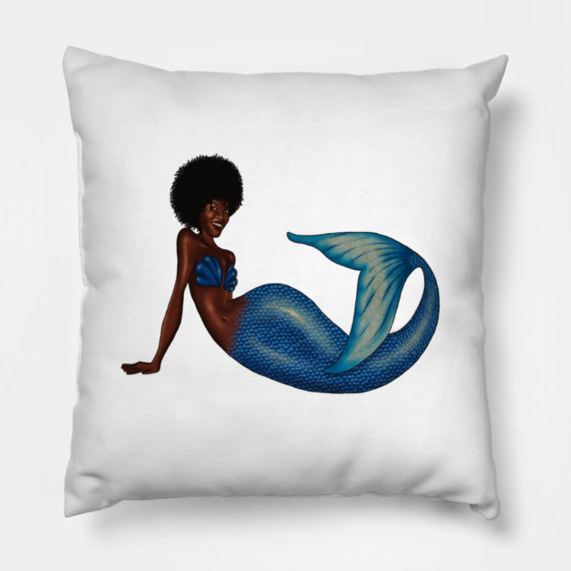 Afro Mermaid, African, Black Girl Magic Pillow by logiamerch