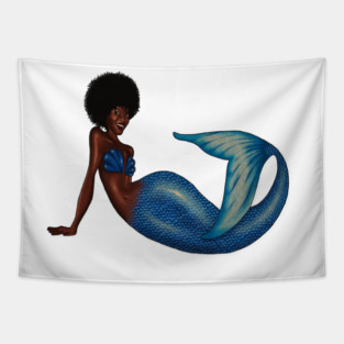 Afro Mermaid, African, Black Girl Magic Tapestry