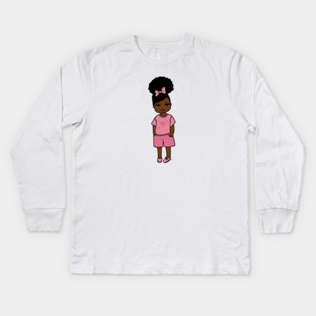 Black Girl Magic, Afro Girl, Melanin Kids Long Sleeve T-Shirt by logiamerch
