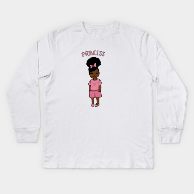 Black Girl Magic, Princess, Afro Girl Kids Long Sleeve T-Shirt by logiamerch