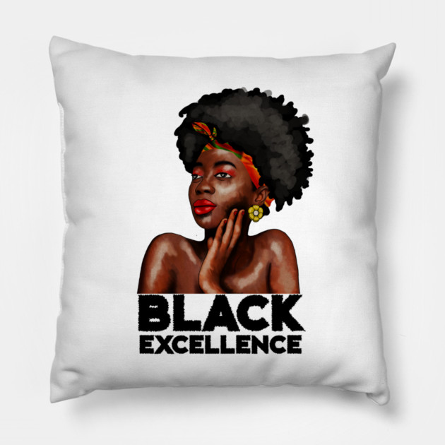 Black Excellence, Afro Woman, Black Pride Pillow by logiamerch