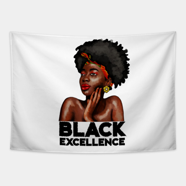 Black Excellence, Afro Woman, Black Pride Tapestry by logiamerch
