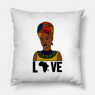Love Africa, African Woman, Black Pride Pillow