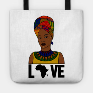 Love Africa, African Woman, Black Pride Tote